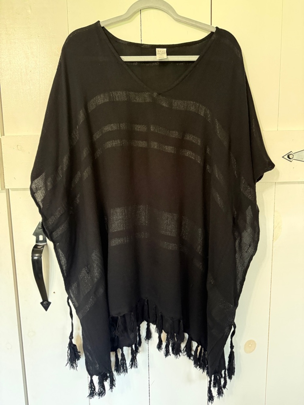 SKYE Elianna Black and metallic swimsuit cover up with belted waist.  OS